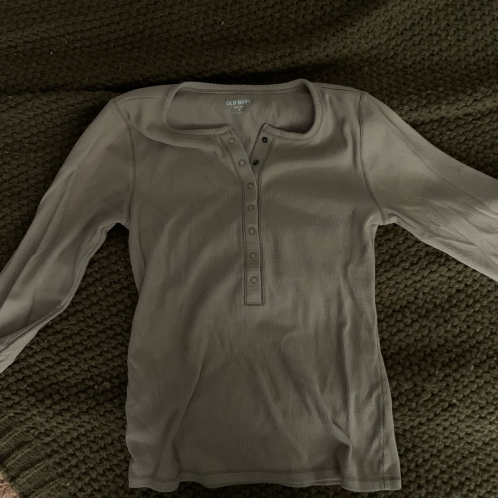 Old Navy Taupe Long Sleeve Henley Top